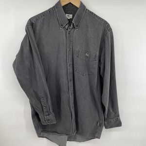 Vintage Lacoste Denim Shirt Mens Size M / L  EUR 39 Black/Gray 80s? READ